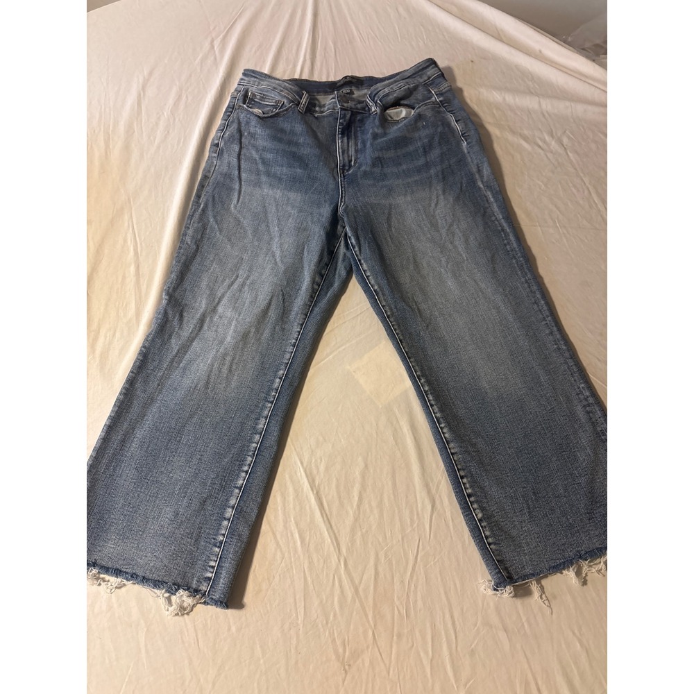 Judy Blue Wide Leg Jeans Womens 11/30 Blue Raw Hem High Rise Stretch